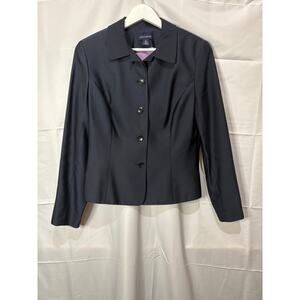 Vintage Ann Taylor 100% Silk Navy Blue Blazer Jacket Size 10